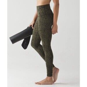Lululemon Wunder Under Leggings Pants 4 Hi-Rise Pencil Lace Brave Olive Black